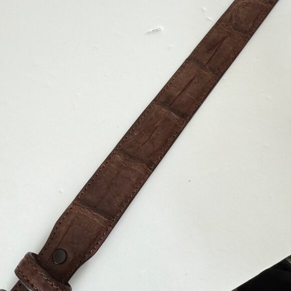 NEW Rod Patrick Boots Mens Western Belt 1.25" Taper Size 38 Brown Caiman Leather - Picture 7 of 12